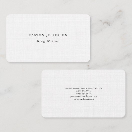 Gewoon White Simple Trend Professional Web Interne Visitekaartje (Voorkant / Achterkant)