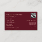 Gewoon wijnrood met monogram QR-code en juwelen Visitekaartje (Achterkant)