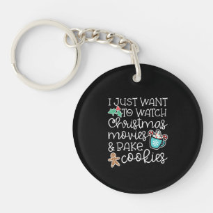 Gewoon wil kijken Kerstmis Films Bake Cook Gift Sleutelhanger