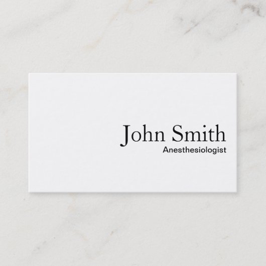 Gewoon wit anesthesioloog Visitekaartje (Voorkant)