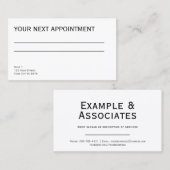 Gewoon wit eenvoudige Afspraakkaart Visitekaartje (Voorkant / Achterkant)