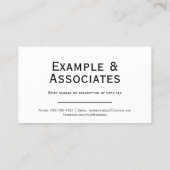 Gewoon wit eenvoudige Afspraakkaart Visitekaartje (Achterkant)