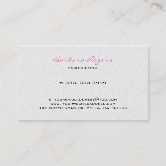 Gewoon wit en zwart  Floral Damaskers Visitekaartje (Achterkant)