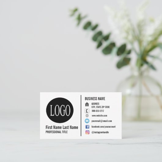 Gewoon wit Generieke Visitekaartjes w / Social Med (Staand voorkant)