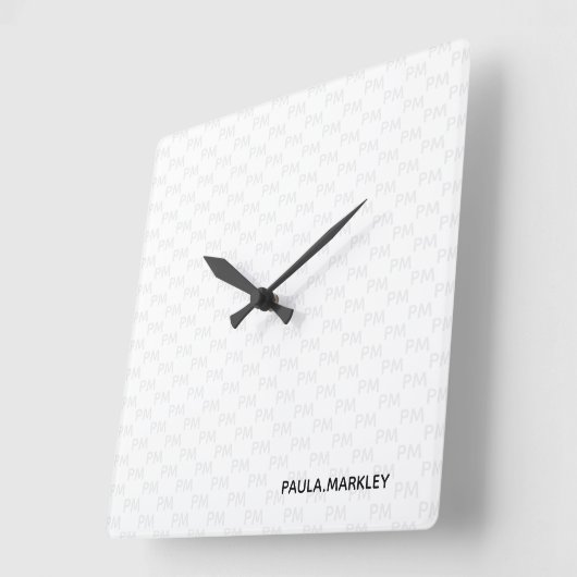 Gewoon wit grijs modern monogram patroon Eenvoudig Vierkante Klok (Hoek)