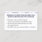 Gewoon wit Klassiek Werkzoekende Minimaal Elegant Visitekaartje (Achterkant)