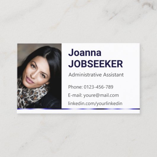 Gewoon wit Klassiek Werkzoekende Minimaal Elegant Visitekaartje (Voorkant)