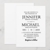 Gewoon wit klassieke bruiloft uitnodigingen (Voorkant / Achterkant)