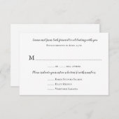 Gewoon Wit menu RSVP-kaarten Aantal Gastjes Antwoo Kaart (Voorkant / Achterkant)