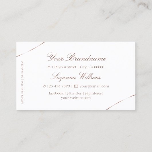 Gewoon wit met Roos Gold Decor en juwelen Visitekaartje (Achterkant)