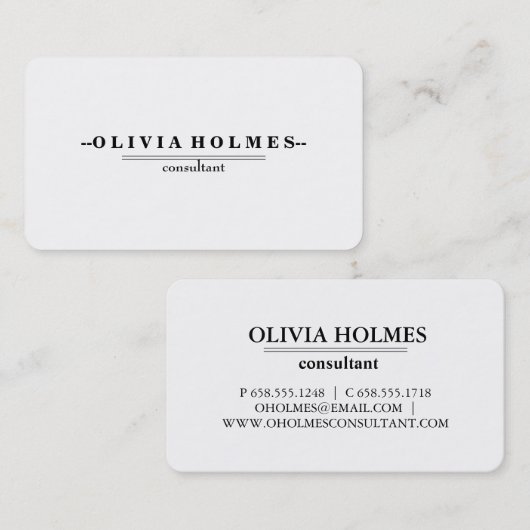 Gewoon wit, modern visitekaartje (Voorkant / Achterkant)