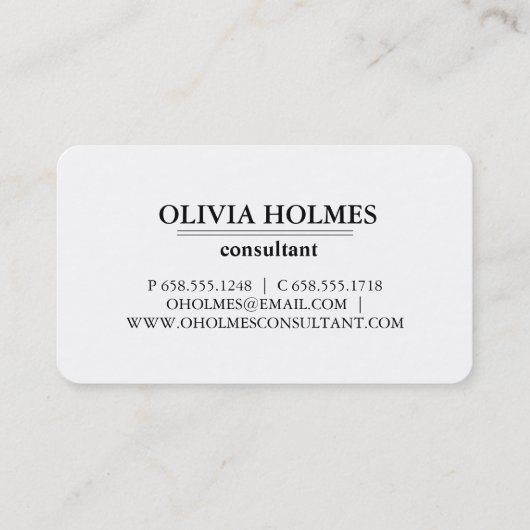 Gewoon wit, modern visitekaartje (Achterkant)