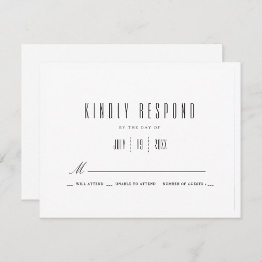 Gewoon wit | Weddenschap RSVP (Voorkant / Achterkant)