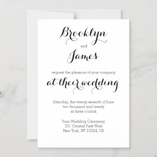 Gewoon witbruiloft magnetische uitnodiging (Voorkant)