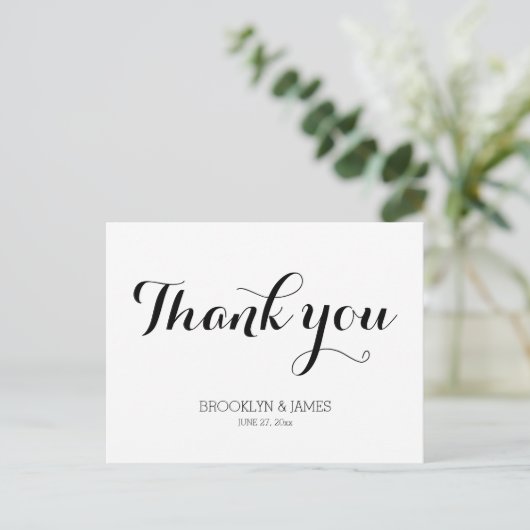 Gewoon witte bruiloft Dank je Briefkaart (Staand voorkant)