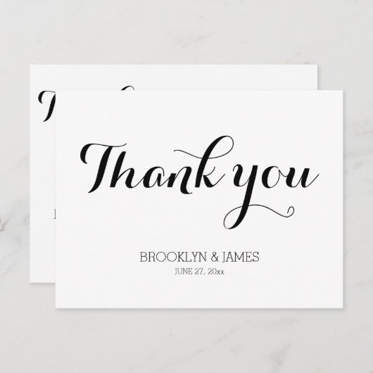 Gewoon witte bruiloft Dank je Briefkaart (Voorkant / Achterkant)