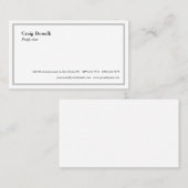 Gewoon witte grijze minimalistisch modern professi visitekaartje (Voorkant / Achterkant)