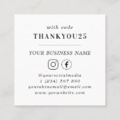 Gewoon witte, moderne, oude typografie voor kleine kortingskaartje (Achterkant)