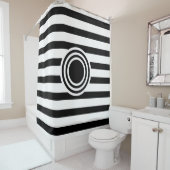 Gewoon witte strepen en Stippen zwart-wit Douchegordijn (In situ)