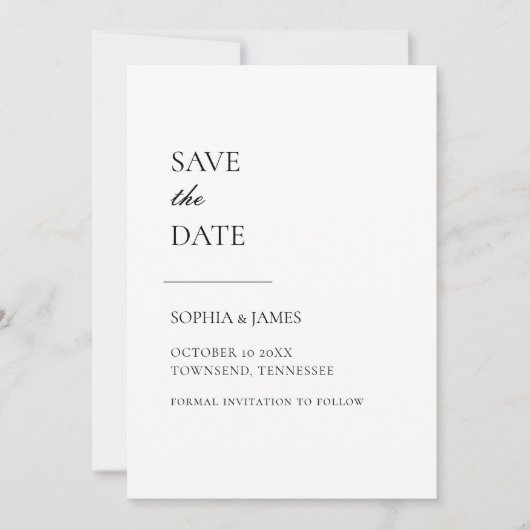 Gewoon witte typografie Modern Save The Date (Voorkant)