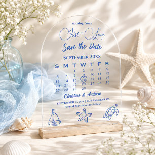 Gewoon Zeeleven Trouwkalender Bewaar de Datum Acryl Uitnodigingen