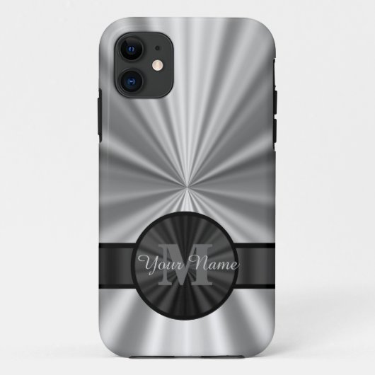 Gewoon zilver gepersonaliseerd monogram Case-Mate iPhone case (Achterkant)