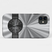 Gewoon zilver gepersonaliseerd monogram Case-Mate iPhone case (Achterkant (horizontaal))