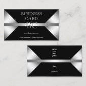 Gewoon Zilver Zwart Monogram 4C Visitekaartje (Voorkant / Achterkant)