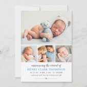 Gewoon zoet blauw baby jongen foto collage geboort aankondiging (Voorkant)