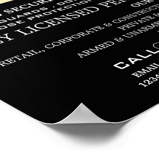 Gewoon zwart, beveiligingspersoneel Adverteren Poster (Hoek)