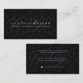 Gewoon zwart bloemendamast ontwerp visitekaartje (Voorkant / Achterkant)