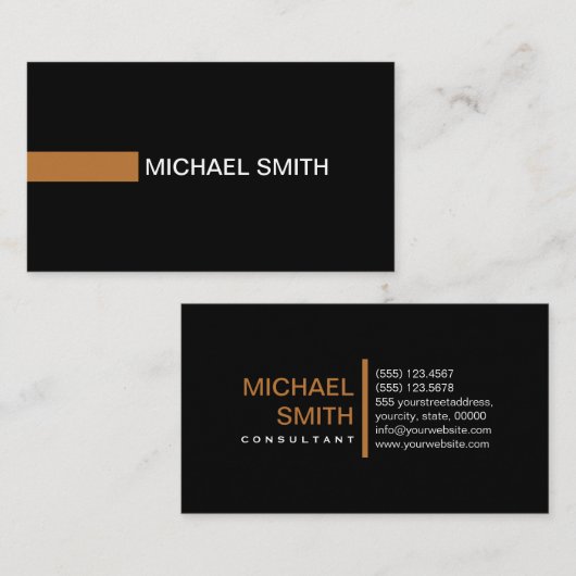 Gewoon zwart elegant modern koper visitekaartje (Voorkant / Achterkant)