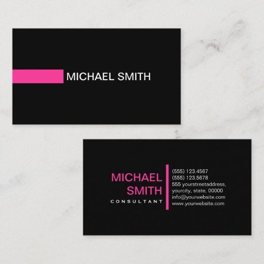 Gewoon zwart, elegant, warm roze visitekaartje (Voorkant / Achterkant)