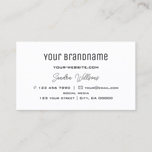 Gewoon zwart en wit, modern met eenvoudig monogram visitekaartje (Achterkant)