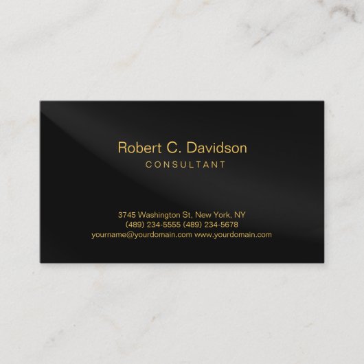 Gewoon zwart grijs goudton modern Visitekaartje (Voorkant)