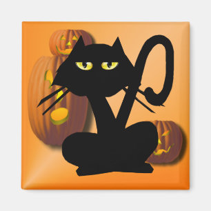 Gewoon zwart Kat Halloween Magnet