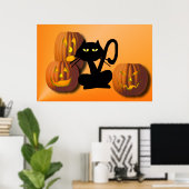 Gewoon zwart Kat Halloween Poster (Thuiskantoor)