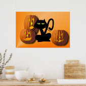 Gewoon zwart Kat Halloween Poster (Keuken)