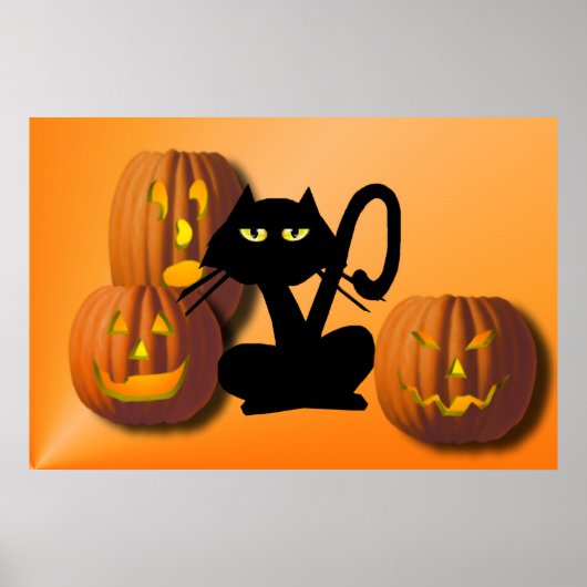 Gewoon zwart Kat Halloween Poster (Voorkant)