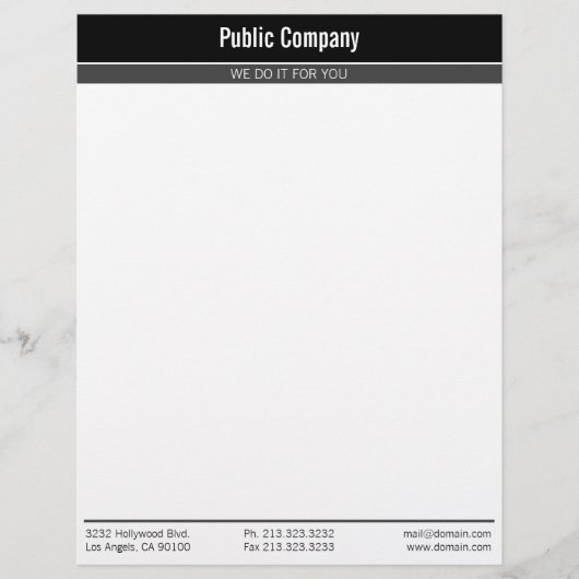 Gewoon zwart, modern, elegant professioneel gepersonaliseerd briefhoofd (Voorkant)