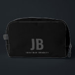 Gewoon zwart modern minimalistisch monogram toilettasje<br><div class="desc">Gewoon zwart Modern Minimalistisch Monogrammed Dopp Kit</div>