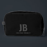 Gewoon zwart modern minimalistisch monogram toilettasje<br><div class="desc">Gewoon zwart Modern Minimalistisch Monogrammed Dopp Kit</div>