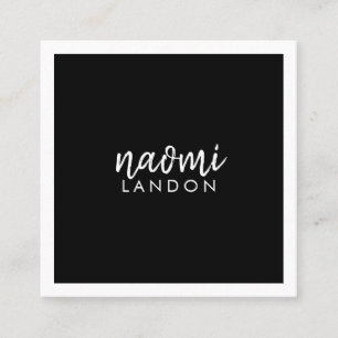 Gewoon zwart, modern vierkant minimalistisch wit e vierkante visitekaartje