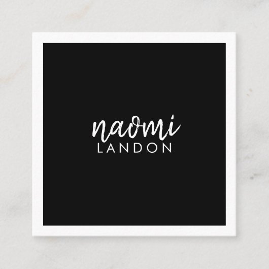 Gewoon zwart modern vierkant minimalistisch wit ee vierkante visitekaartje (Voorkant)