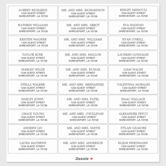 Gewoon zwart op witte Adresetiketten voor bruiloft Sticker (Vel)