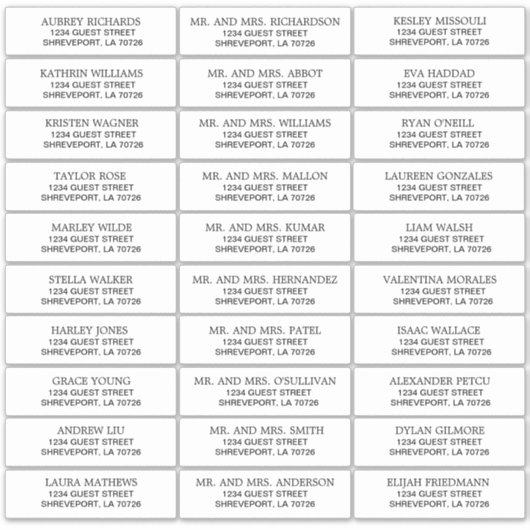 Gewoon zwart op witte Adresetiketten voor bruiloft Sticker (Voorkant)