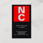 Gewoon zwart rood professioneel vetgedrukt monogra visitekaartje (Voorkant)
