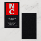 Gewoon zwart rood professioneel vetgedrukt monogra visitekaartje (Voorkant / Achterkant)