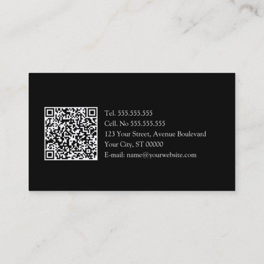 Gewoon zwart Visitekaartje met QR-code (Achterkant)