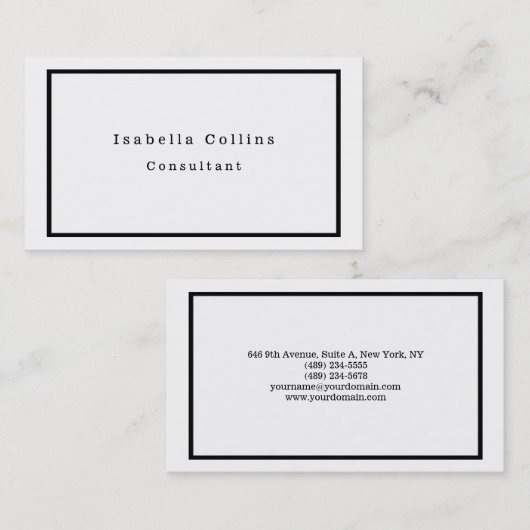 Gewoon zwart-wit minimalistisch creatief modern visitekaartje (Voorkant / Achterkant)